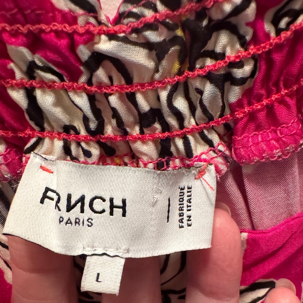 FRNCH Reina Viola Sundress Size L Tiers Hot Pink Floral Italy - Picture 3 of 13
